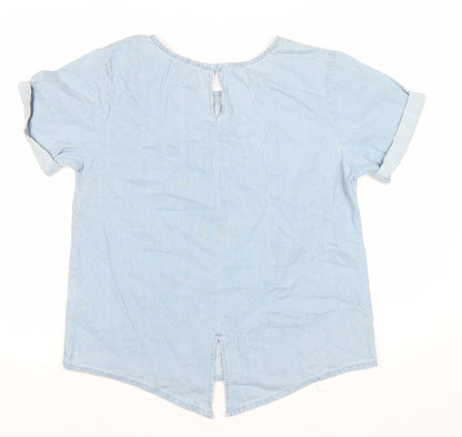 Womens UK Size 14 Peacocks Blue Tunic Blouse