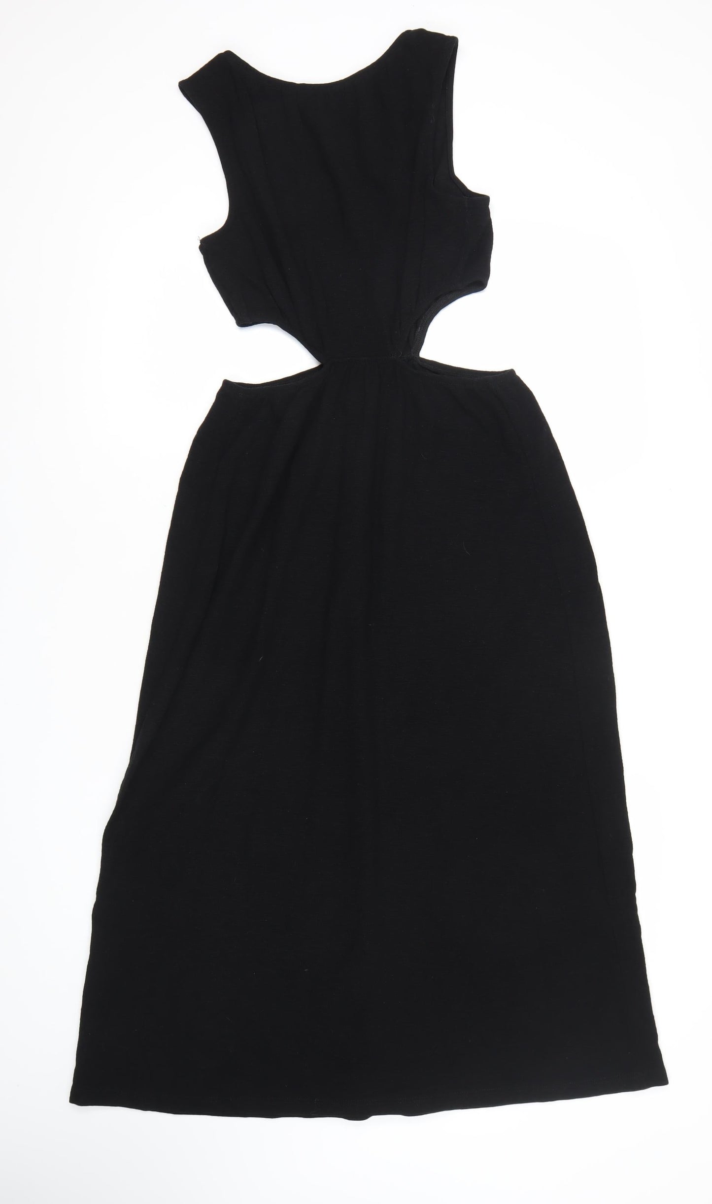 Next Women’s Black Cotton Midi A-Line Cut Out Scoop Dress Size 12
