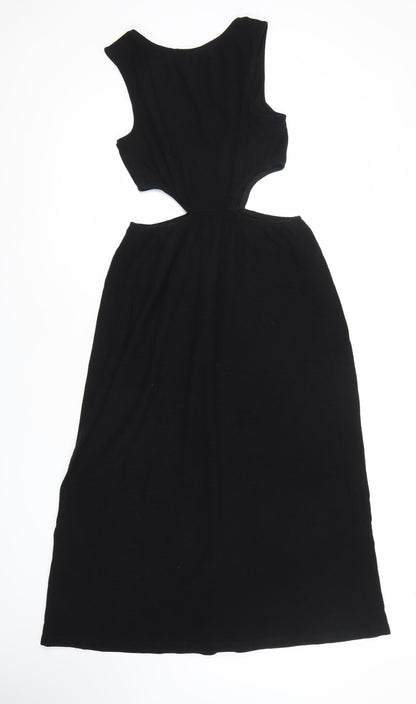 Next Women’s Black Cotton Midi A-Line Cut Out Scoop Dress Size 12