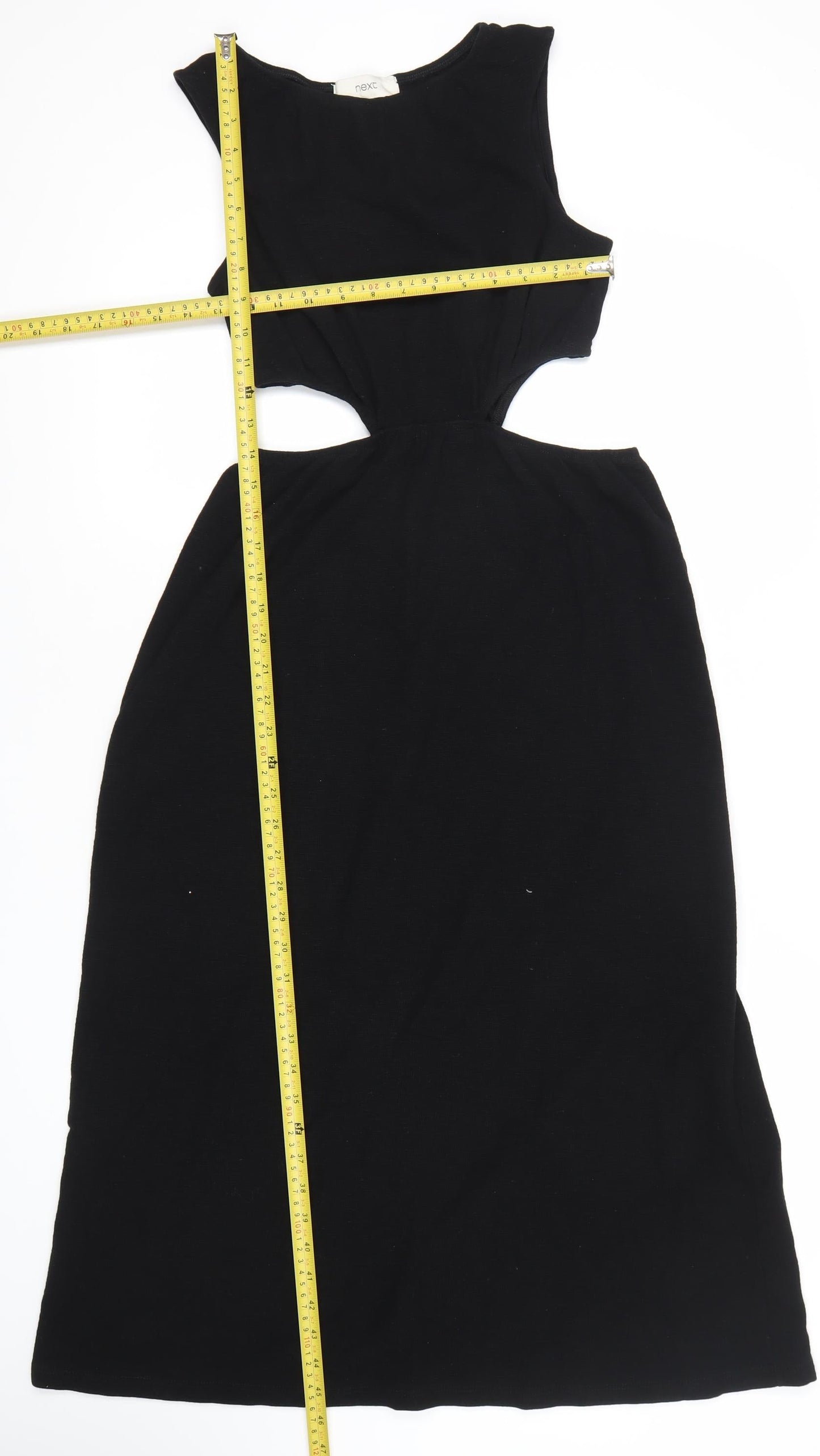 Next Women’s Black Cotton Midi A-Line Cut Out Scoop Dress Size 12
