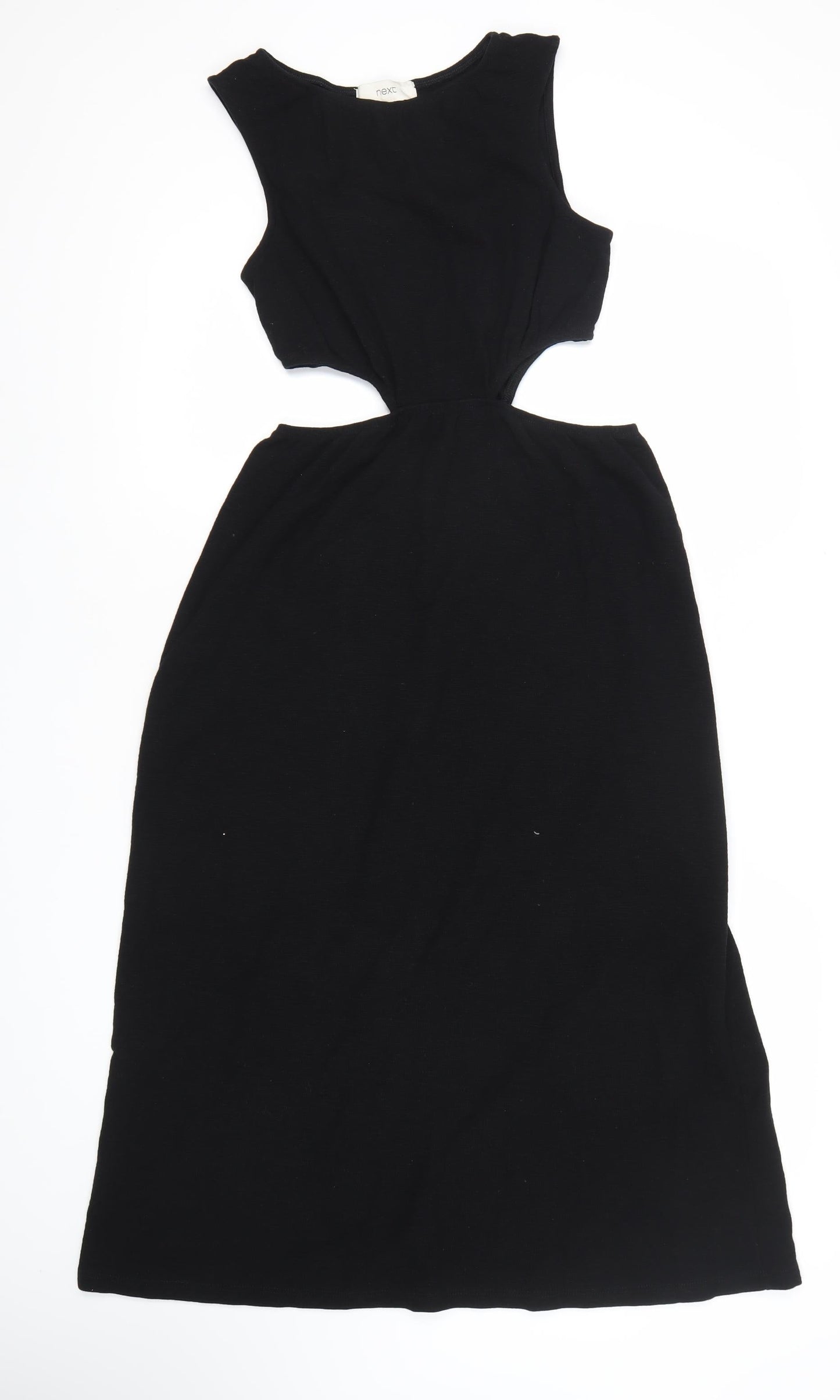 Next Women’s Black Cotton Midi A-Line Cut Out Scoop Dress Size 12