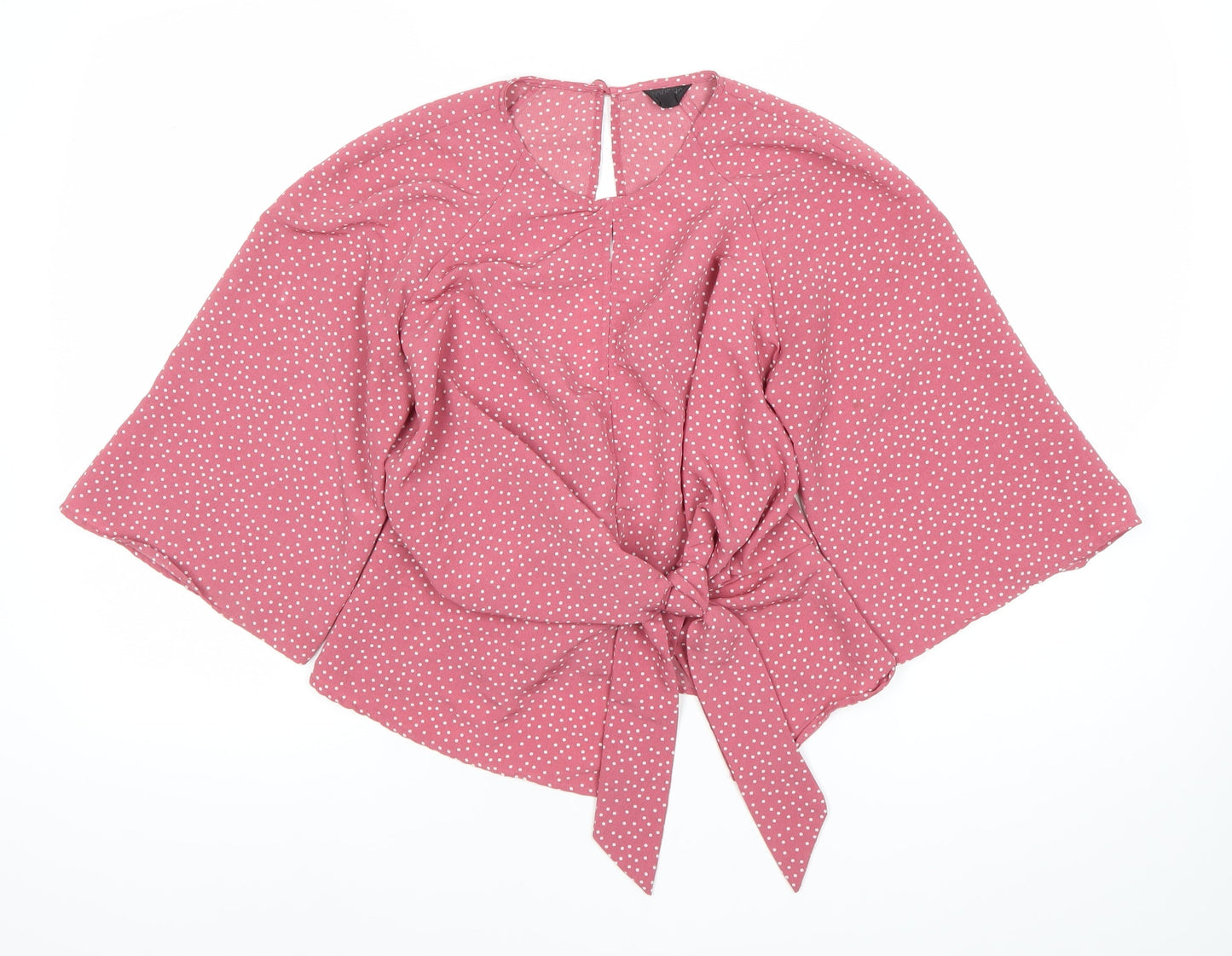 Womens UK Size 8 Topshop Pink Wrap Blouse