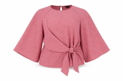 Womens UK Size 8 Topshop Pink Wrap Blouse