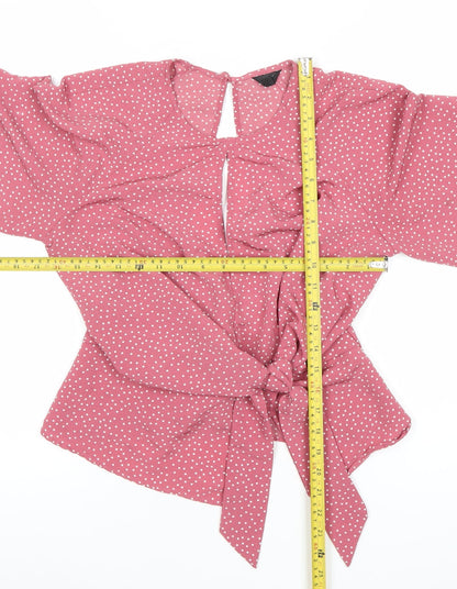Womens UK Size 8 Topshop Pink Wrap Blouse