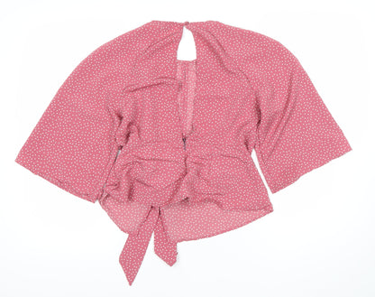 Womens UK Size 8 Topshop Pink Wrap Blouse