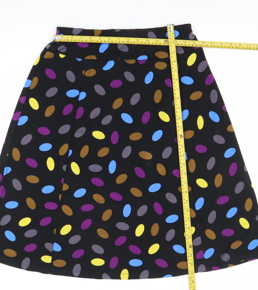 Laura Ashley Women’s Black Polka Dot A-Line Knee Length Skirt Size 12