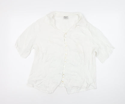Womens UK Size M Classic White Blouse Button-Up