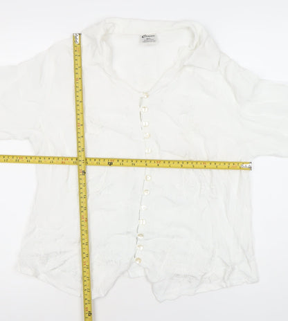 Womens UK Size M Classic White Blouse Button-Up