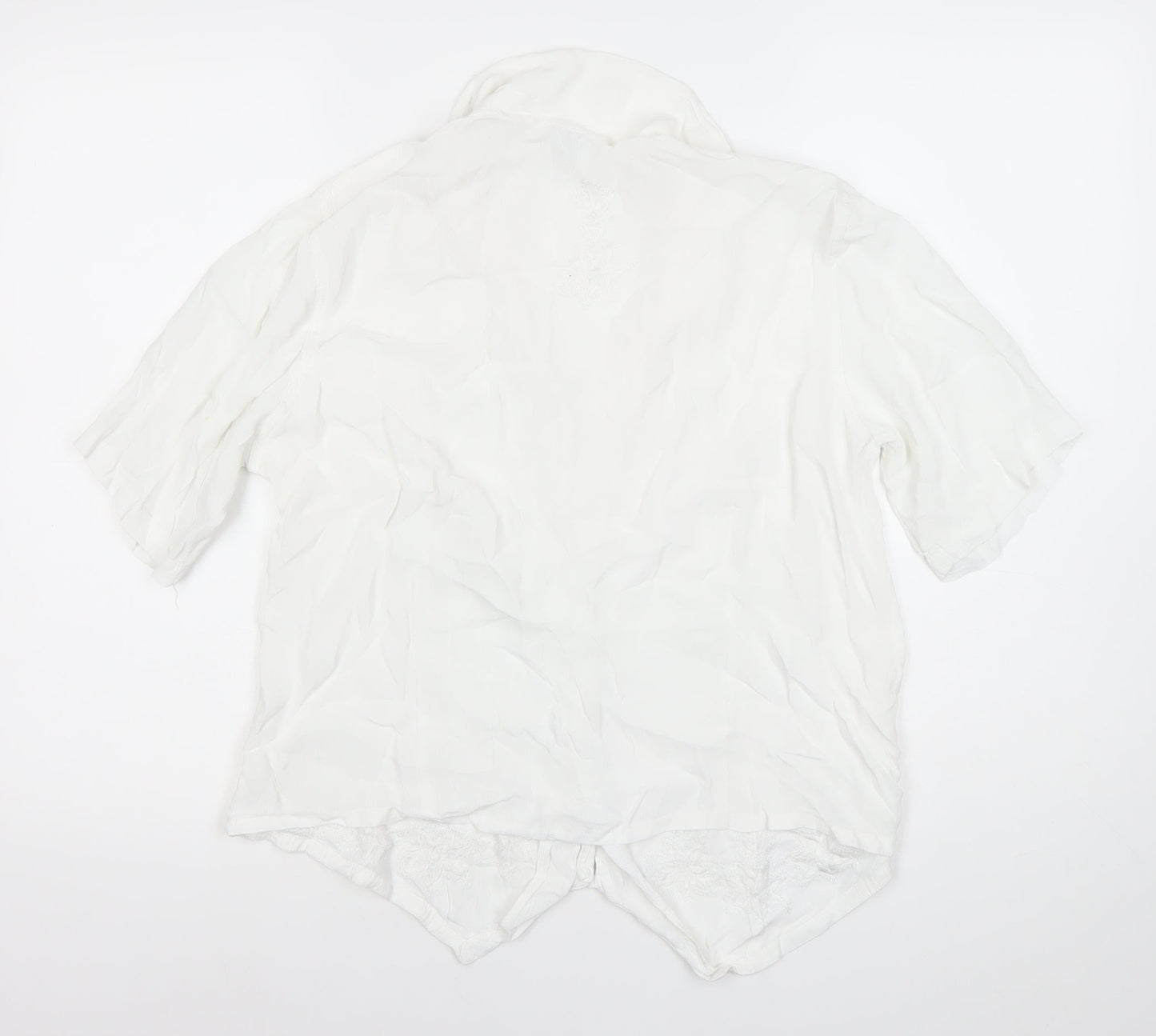 Womens UK Size M Classic White Blouse Button-Up