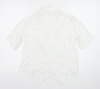 Womens UK Size M Classic White Blouse Button-Up