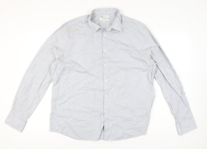 Marks and Spencer Men's Grey XL 44-46" Regular Fit Cotton Shirt