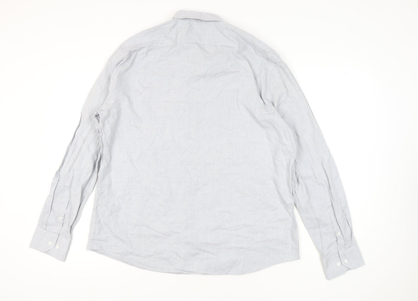 Marks and Spencer Men's Grey XL 44-46" Regular Fit Cotton Shirt