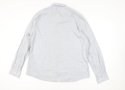 Marks and Spencer Men's Grey XL 44-46" Regular Fit Cotton Shirt