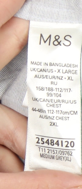 Marks and Spencer Men's Grey XL 44-46" Regular Fit Cotton Shirt