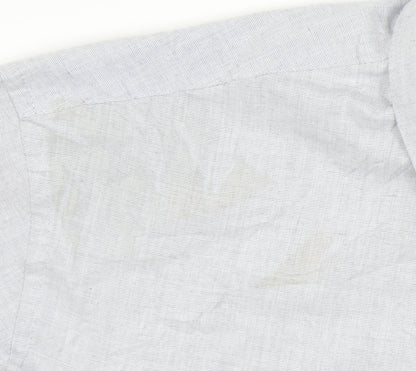 Marks and Spencer Men's Grey XL 44-46" Regular Fit Cotton Shirt