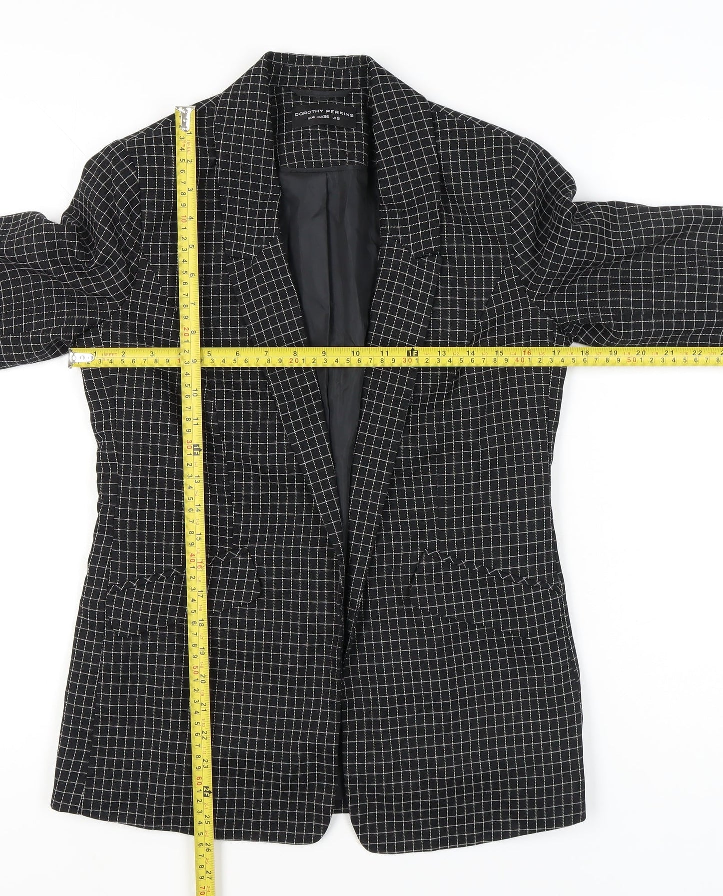 Dorothy Perkins Women’s Black Check Blazer UK 8 Tailored Jacket