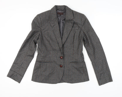 Great Plains Women Grey Wool Check Blazer XS Slim Fit Workwear