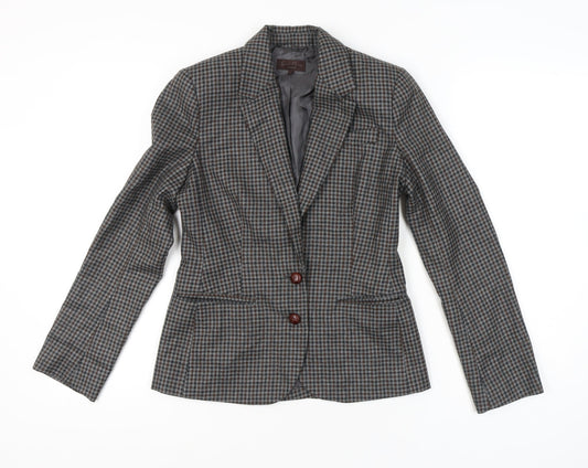Great Plains Women Grey Wool Check Blazer XS Slim Fit Workwear
