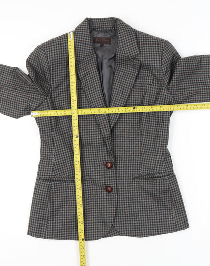 Great Plains Women Grey Wool Check Blazer XS Slim Fit Workwear
