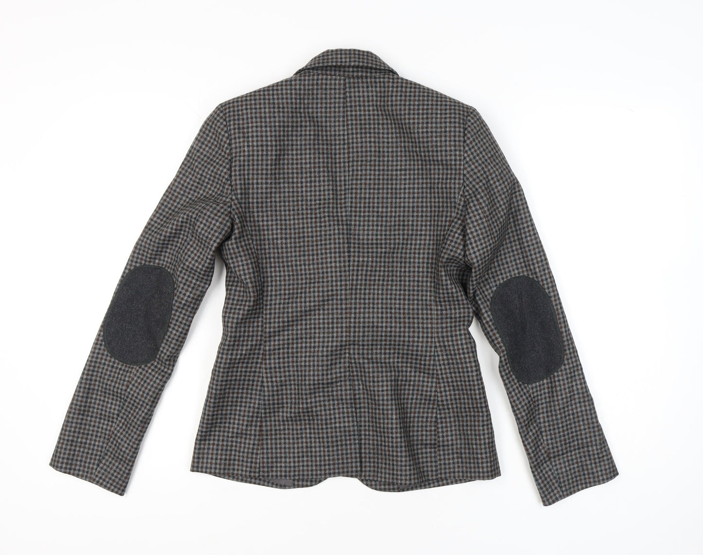 Great Plains Women Grey Wool Check Blazer XS Slim Fit Workwear