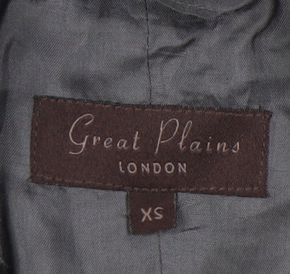 Great Plains Women Grey Wool Check Blazer XS Slim Fit Workwear