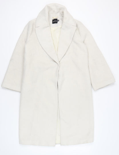 Boohoo Women’s Ivory Mid-Length Overcoat UK 10 Regular