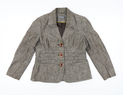 Et Vous Women's Brown Linen Blend Blazer Jacket Size 14