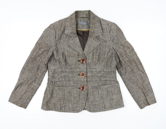 Et Vous Women's Brown Linen Blend Blazer Jacket Size 14