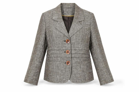 Et Vous Women's Brown Linen Blend Blazer Jacket Size 14