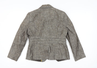 Et Vous Women's Brown Linen Blend Blazer Jacket Size 14