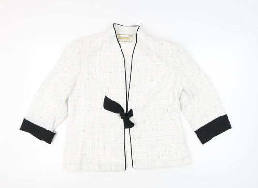 Roman Originals Women’s White Black Trim Shawl Collar Suit Jacket Size 14