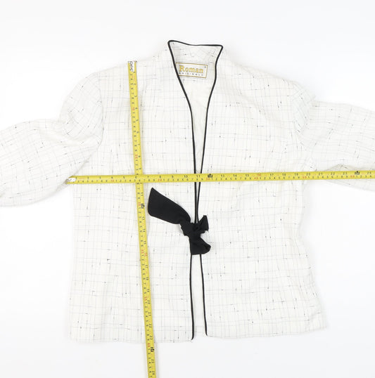 Roman Originals Women’s White Black Trim Shawl Collar Suit Jacket Size 14