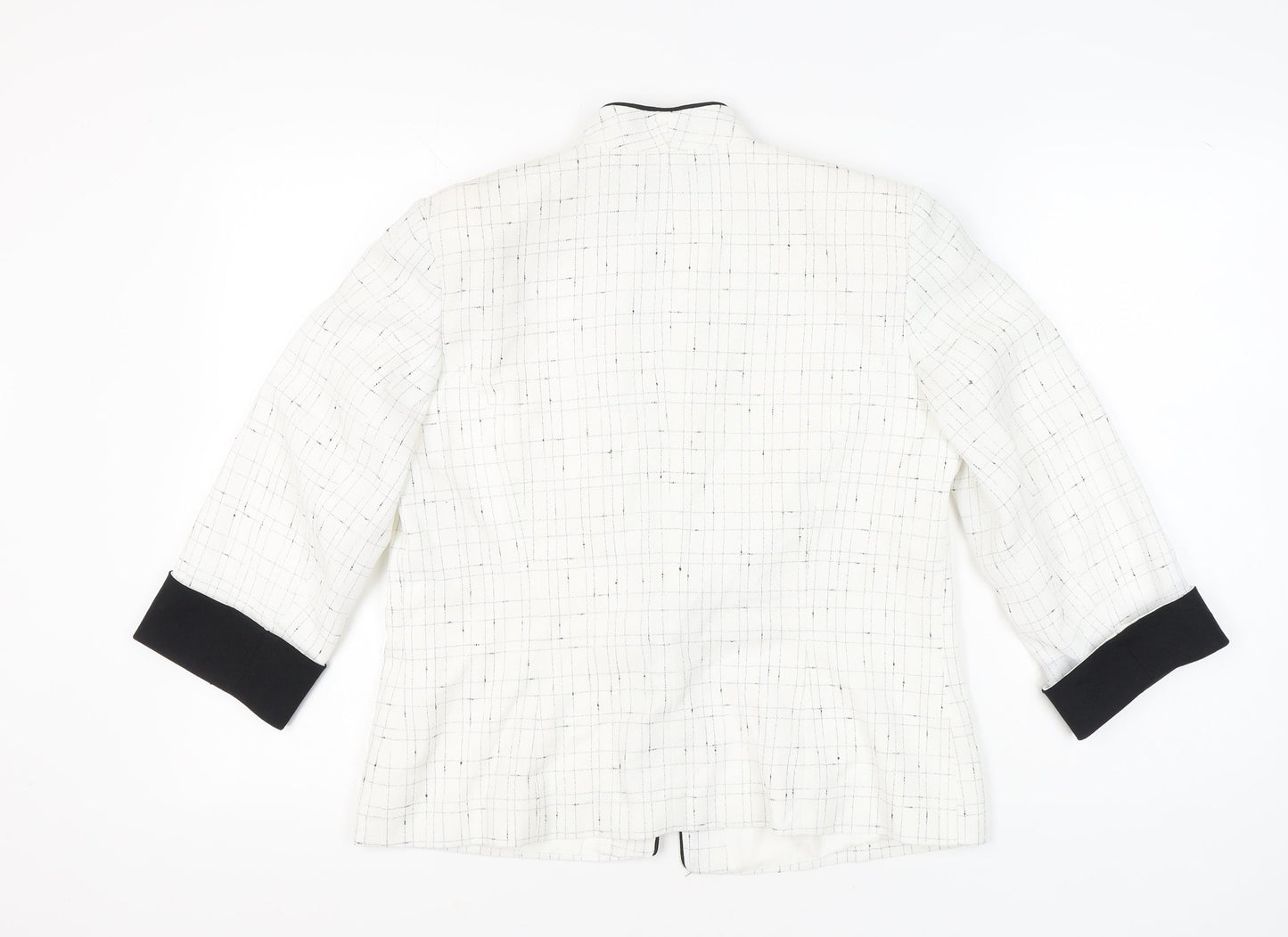 Roman Originals Women’s White Black Trim Shawl Collar Suit Jacket Size 14