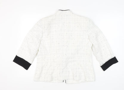 Roman Originals Women’s White Black Trim Shawl Collar Suit Jacket Size 14