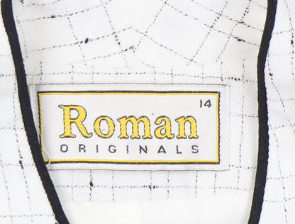 Roman Originals Women’s White Black Trim Shawl Collar Suit Jacket Size 14