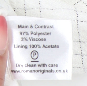 Roman Originals Women’s White Black Trim Shawl Collar Suit Jacket Size 14