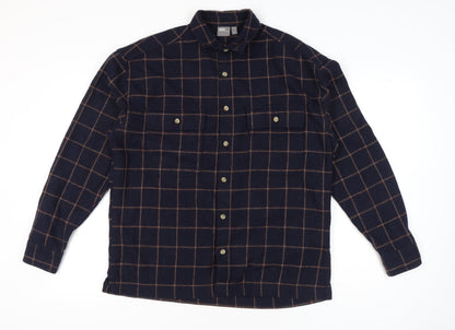 ASOS Men’s Blue Check Wool Blend Long Sleeve Button-Up Shirt M 38-40"