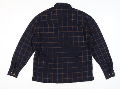 ASOS Men’s Blue Check Wool Blend Long Sleeve Button-Up Shirt M 38-40"