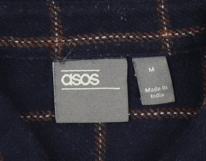 ASOS Men’s Blue Check Wool Blend Long Sleeve Button-Up Shirt M 38-40"