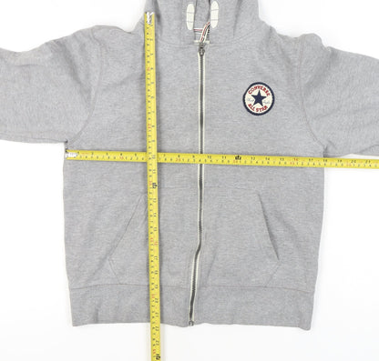 Converse Girls Grey Full Zip Hoodie 12-13 Years Cotton Blend Regular Fit
