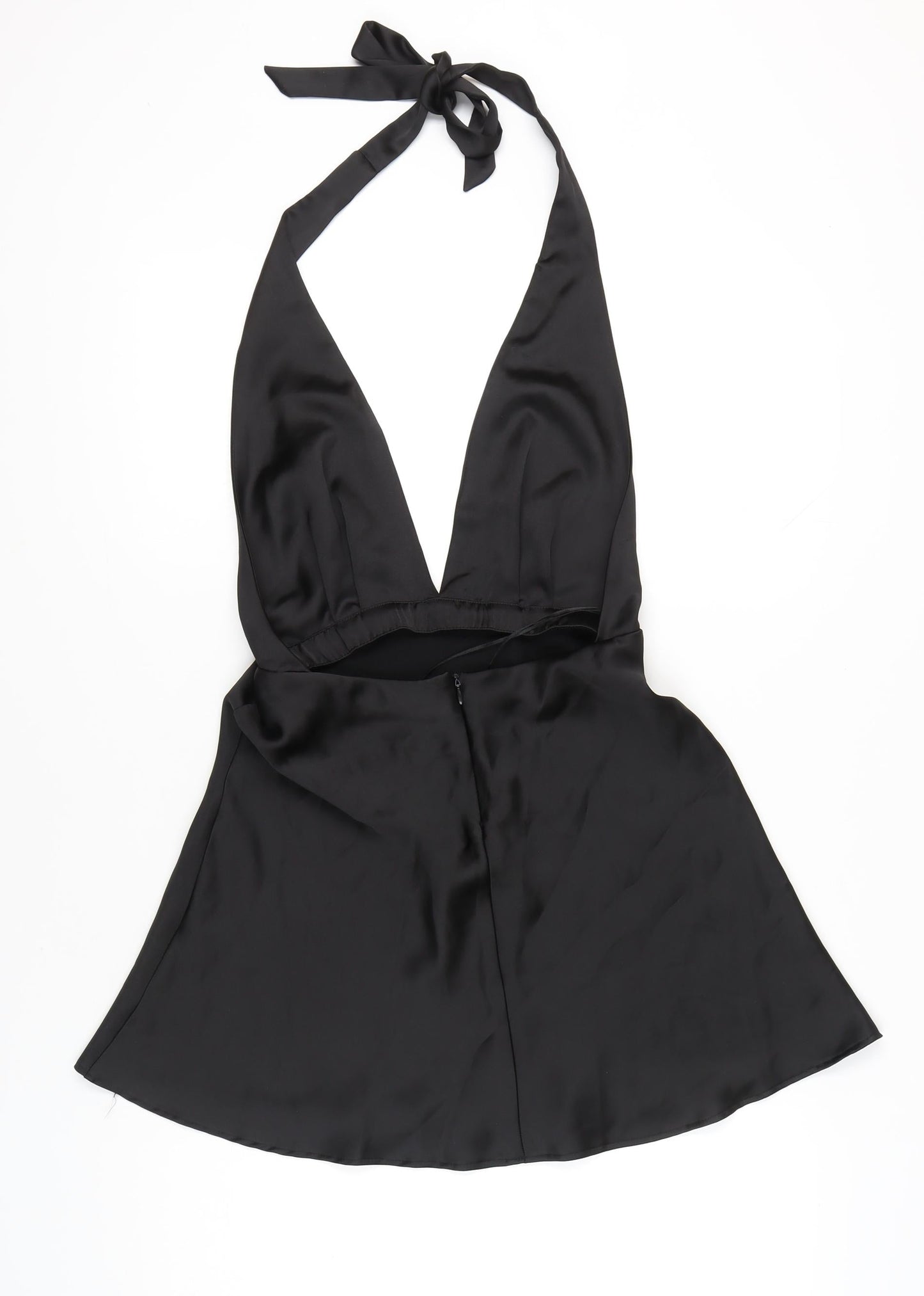 Zara Women’s Black Satin Halter Slip Dress Size S Party Clubwear