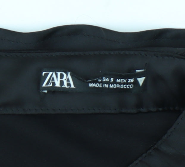 Zara Women’s Black Satin Halter Slip Dress Size S Party Clubwear