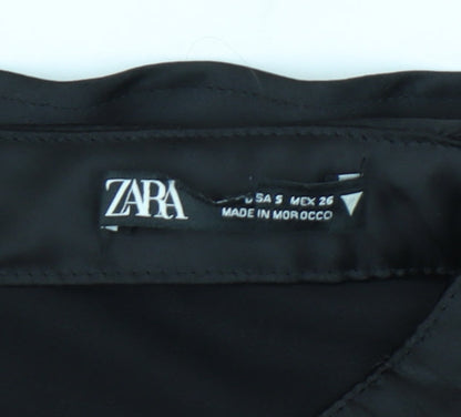 Zara Women’s Black Satin Halter Slip Dress Size S Party Clubwear