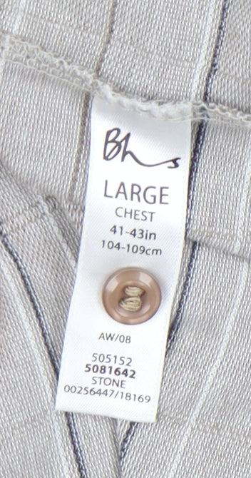 BHS Men’s Grey Check Polo Shirt Size L Short Sleeve Casual