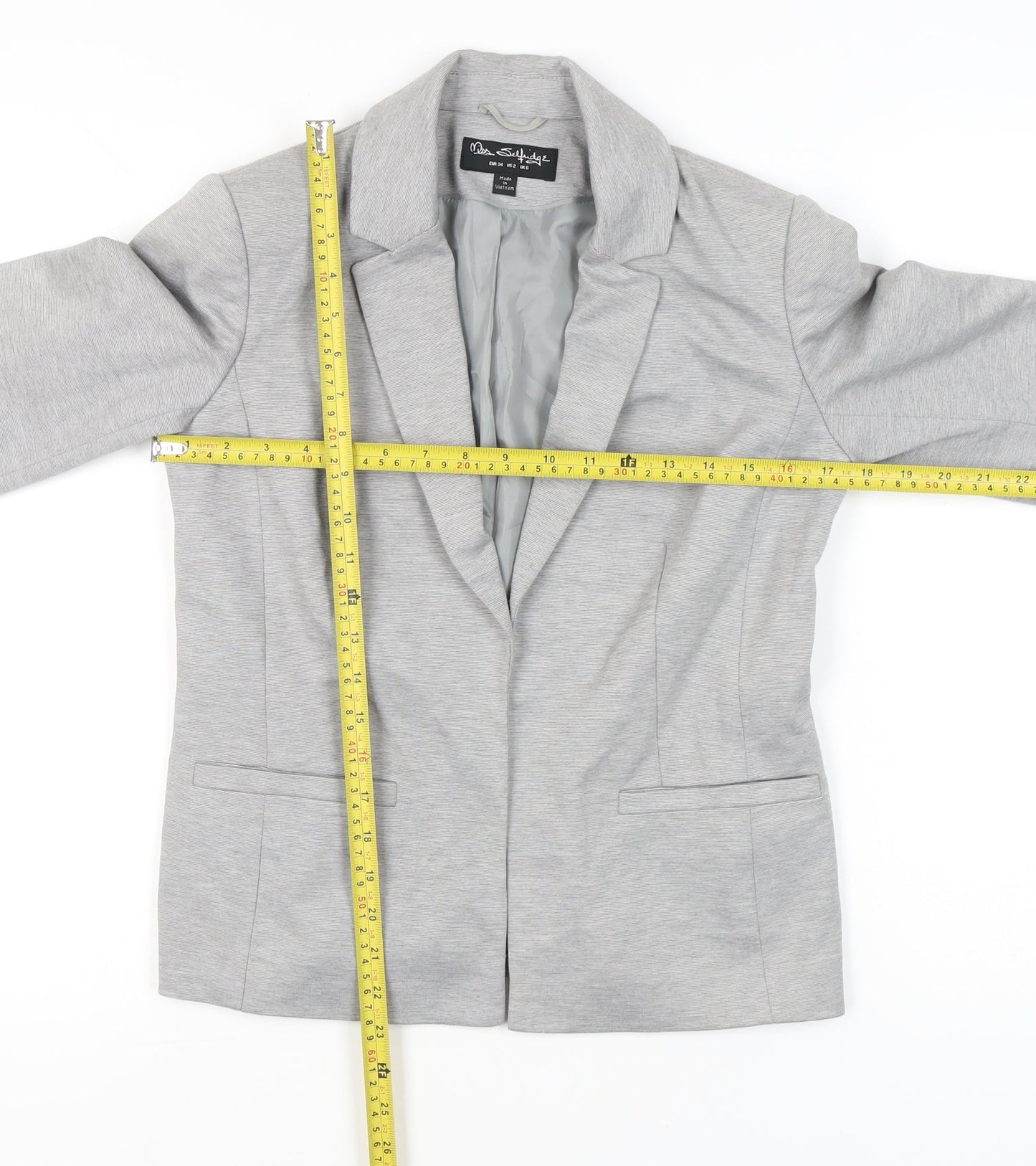 Miss Selfridge Women’s Grey Blazer Jacket UK 6 Tailored Workwear