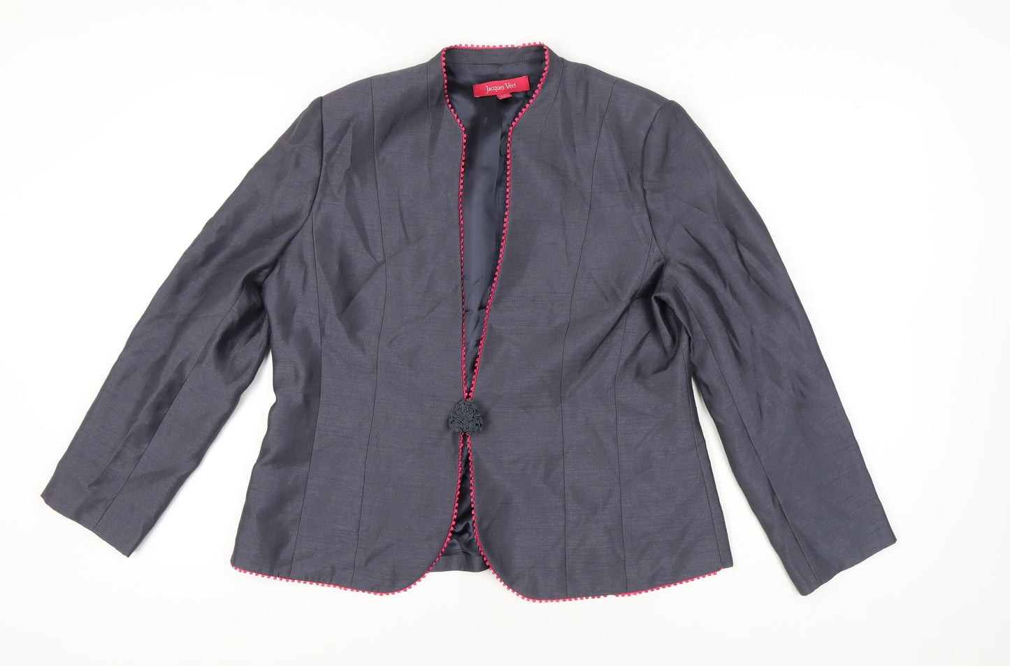 Jacques Vert Womens Grey Suit Jacket UK 16 Shawl Collar Tailored