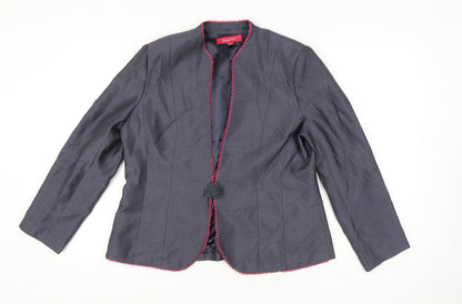 Jacques Vert Womens Grey Suit Jacket UK 16 Shawl Collar Tailored