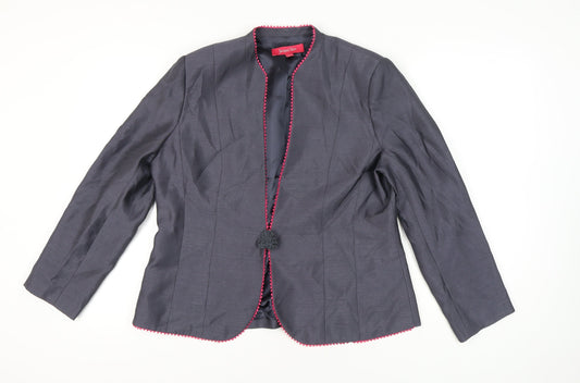 Jacques Vert Womens Grey Suit Jacket UK 16 Shawl Collar Tailored