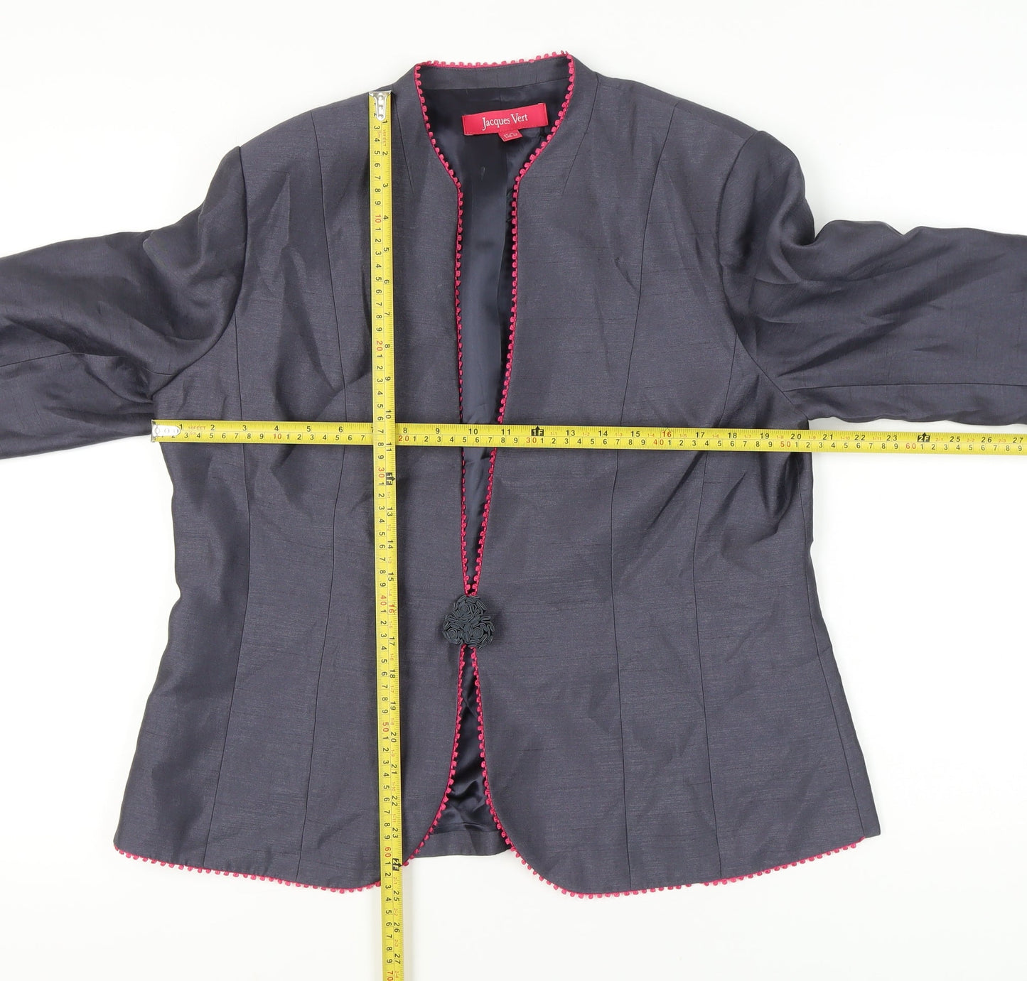 Jacques Vert Womens Grey Suit Jacket UK 16 Shawl Collar Tailored