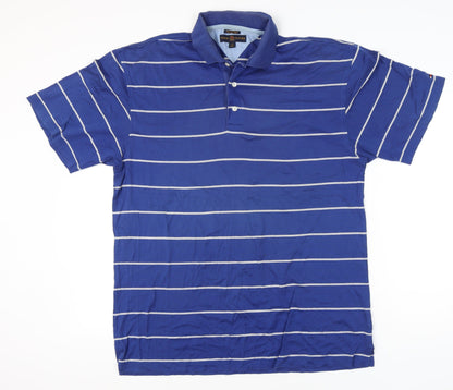 Tommy Hilfiger Men’s Blue Striped Cotton Golf Polo Shirt Size L